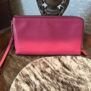 Coach Vibrant Pink Leather Wristlet